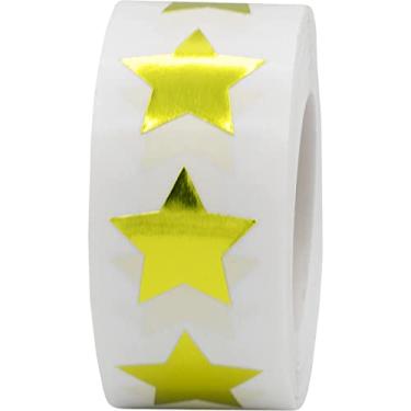 Imagem de Adesivos metálicos em forma de estrela dourada de 1,9 cm, 500 etiquetas adesivas