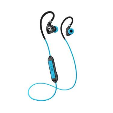 Imagem de JLab Fones de ouvido esportivos sem fio habilitados para Bluetooth 2.0 | Bluetooth 4.1 | Drivers de tit nio de 10 mm | Dura o da bateria de 6 horas | IP55 prova de suor | Fio de mem ria flex vel | Preto e azul