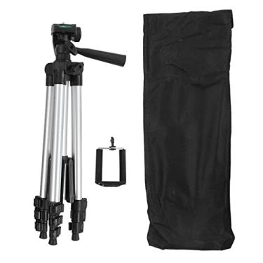 Imagem de Tripé de câmera, tripé de celular extensível de 4 sessões com nível de bolha e clipe de telefone, suporte de câmera de carga máxima de 2,5 kg Tripé suporta fotos panorâmicas