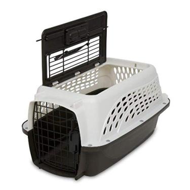 Imagem de Petmate Caixas para cães pequenos e transportadoras de gatos, canil de plástico de duas portas, carregamento superior e frontal, feito nos EUA, 48 cm, branco