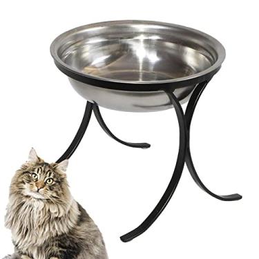 Imagem de Comedouro Pote Alto para Gatos em Ferro e Inox Ração Agua - Preto