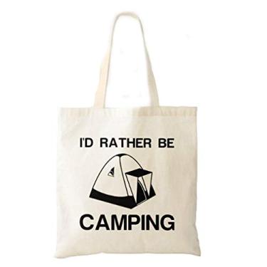Imagem de Rather Be Camping Sacola de ombro reutilizável e bolsa de mão para festas de casamento 35,5 cm L x 40,6 cm A Cor: Rather Be Camping, Branco