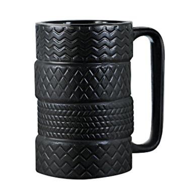 Imagem de EPFamily Caneca de carro legal 3D pneu interior durável xícara de chá de café canecas atraentes presentes de porcelana personalizados para homens mulheres amantes de carro 425 ml preto