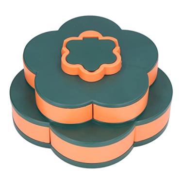 Imagem de recipiente de servir doces de nozes em forma de flor,Caixa de armazenamento de lanches, bandeja de servir lanches, multifuncional grande capacidade para (double layer)