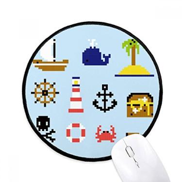 Imagem de DIYthinker Summer Sail Treasue Hunt Pixel Mouse Pad Desktop Office Tapete Redondo para Computador