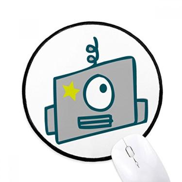 Imagem de DIYthinker Tapete de mouse robô de olho único universo e alienígena desktop escritório tapete redondo para computador