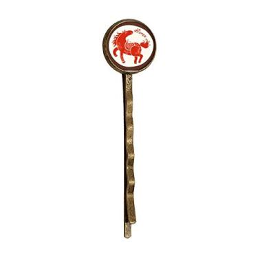 Imagem de Ano do Cavalo Animal China Zodíaco Vermelho Retrô Metal Cabelos Bobby Pin Headwear