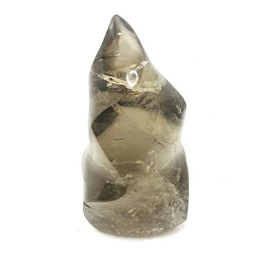 Imagem de JUIYU Pedra de cristal esfumaçado escultura de cristal natural decoração de casa amostras minerais presentes (cor: peso 342g)