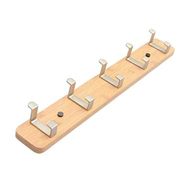 Imagem de KIZQYN Ganchos de casaco cabide montado na parede, gancho de casaco de moda, trilhos de gancho para cabide de roupas de entrada, varanda, sala de estar, quarto, cozinha rack de casaco montado na parede (cor: natural)