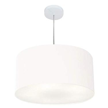 Imagem de Lustre Pendente Cilíndrico Cúpula Tecido 50x30 cm, Vivare Iluminação, Pendente4245 BR, Branco, Médio