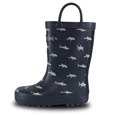 Imagem de Botas de chuva infantis Lone Cone para meninas e meninos – Botas de chuva infantis de borracha natural à prova d'água com sola antiderrapante e alças fáceis de puxar – designs sólidos, padrões e