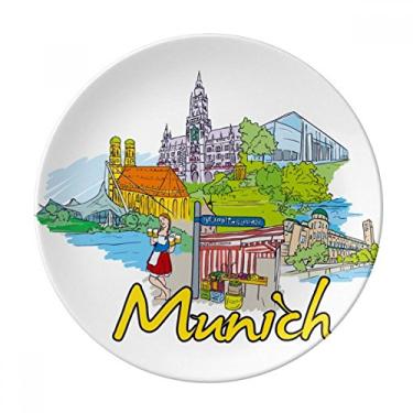 Imagem de Prato de sobremesa de arquitetura alemã Munchen decorativo de porcelana 20,32 cm jantar casa