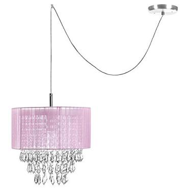 Imagem de Pendente Cupula Cristal Acr. Manucrilic + Deslocador Rosa
