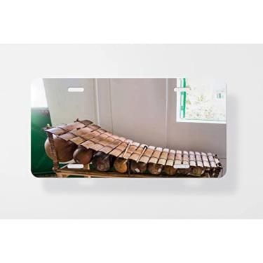 Imagem de Balafon Capa para placa de carro com movimento de instrumento musical étnico com visualização frontal - Capa para placa de carro - Capa para moldura da placa de carro 15 x 30 cm