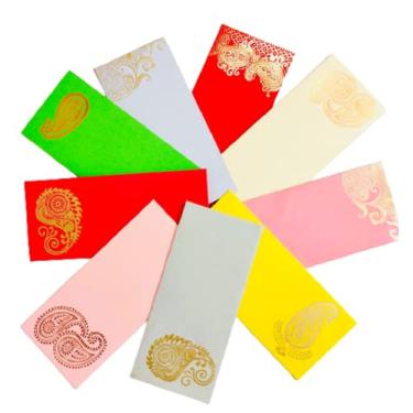 Imagem de Envelope de presente Shagun (pacote com 10 + 2 grátis) Desenhos de cores sortidas para cartão de dinheiro Pacote extravagante para Natal Diwali Páscoa Aniversário Casamento Aniversário Designer Convite Envelopes