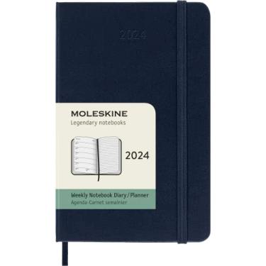 Imagem de Agenda semanal Moleskine 2024, 12M, bolso, azul safira, capa dura, 8,8 x 14 cm