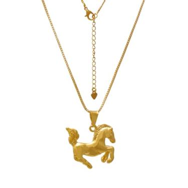 Imagem de Colar com Pingente de Cavalo Hipismo Folheado em Ouro 18K Softjoias