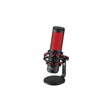Imagem de Microfone Gamer HyperX QuadCast Podcast, Antivibração, LED, Preto e Vermelho, Compatível com PC, Mac e Consoles - 4P5P6AA