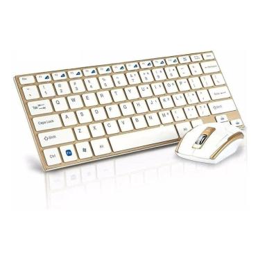 Imagem de Teclado e Mouse Wireless Xtrad HK-3910 Dourado