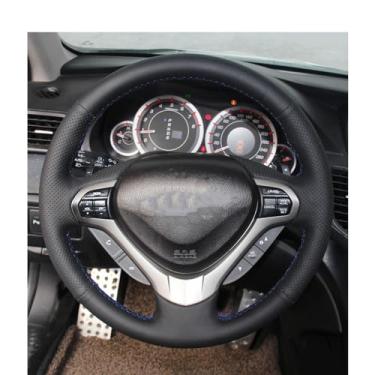 Imagem de LAVIYE Preto PU couro artificial Car Steering Wheel Cover, para Honda Accord Euro 2008-2015 Acura TSX Sport Wagon 2009 2010 2011-2014