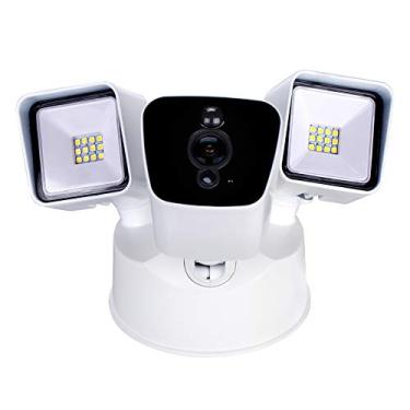 Imagem de Câmera WiFi 20W Holofote com Luz Sensor de Movimento, Sistema de Câmera de Segurança Sem Fio 1080P HD Conversação bidirecional com Alarme Ativado por Movimento e Sirene, Controle Remoto para Celular iOS e Android APP