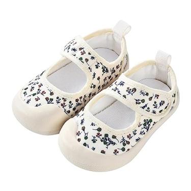 Imagem de Sapatos infantis de lona para bebês meninos e meninas, estampa floral, respirável, macio, leve, sandálias infantis modernas para festa, A, 4.5 Infant