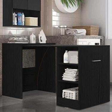 Imagem de Armário Lavanderia/Mesa Dobrável Ibiza Multimóveis Preto