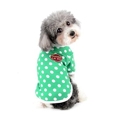 Imagem de Ranphy Camisa de cachorro pequeno roupas de verão para animais de estimação camisetas de cachorro de bolinhas camiseta de algodão gato cachorro manga curta colete roupas pulôver roupas macio