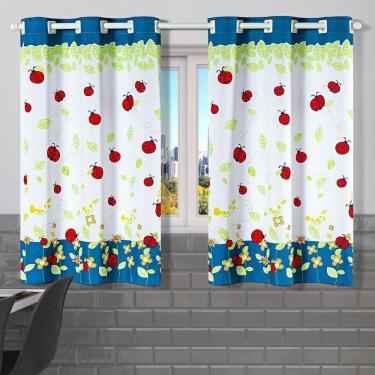 Imagem de Cortina De Cozinha Estampada 2,00M X 1,30M Joaninha Azul