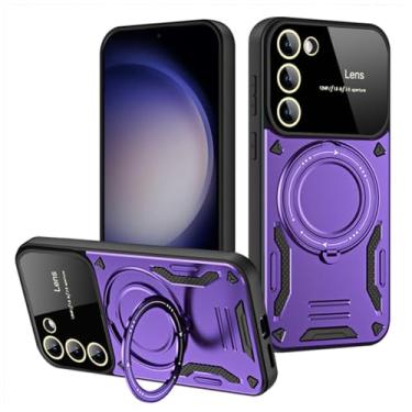 Imagem de Capa magnética rotativa com suporte para Samsung Galaxy S24 S23 Ultra Plus A54 A53 A52 A34 A14 S21 S20 FE Armor Lens Case, Roxa, para Galaxy S22