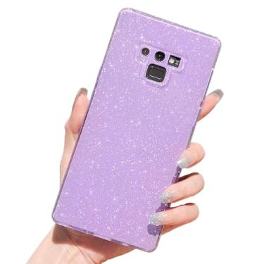Imagem de MINSCOSE Capa compatível com Samsung Galaxy Note 9, linda capa brilhante com glitter fino à prova de choque TPU brilhante para mulheres e meninas para Galaxy Note 9 6,4 POLEGADAS-Roxo