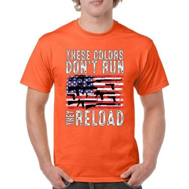 Imagem de Camiseta masculina These Colors Don't Run They Reload 2nd Amendment 2A Second Right American Flag Don't Tread on Me, Laranja, 4G