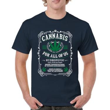 Imagem de Camiseta masculina Cannabis for All 420 Weed Leaf Smoking Marijuana Legalize Pot Funny High Stoner Humor Pothead, Azul marinho, M