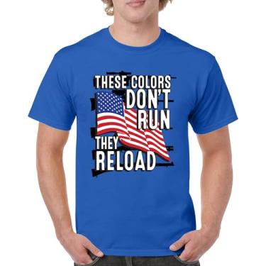 Imagem de Camiseta masculina These Colors Don't Run They Reload 2nd Amendment 2A Don't Tread on Me Second Right Bandeira Americana, Azul, G