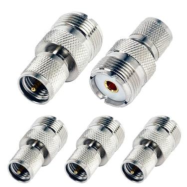 Imagem de Conector Triswenic Mini UHF macho para fêmea UHF pacote com 5 adaptadores de conector coaxial UHF fêmea SO-239 para mini UHF macho (pacote com 5)