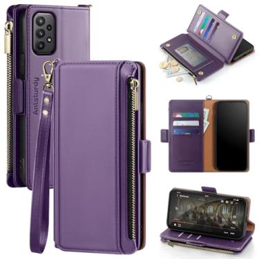 Imagem de Antsturdy Capa carteira para Samsung Galaxy A23 5G com porta-cartões para mulheres e homens, capa para celular Galaxy A23 4G com bloqueio de RFID, capa flip de couro PU à prova de choque com alça