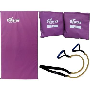 Imagem de kit elastico extensor leve treino em casa + tornozeleira de peso 2 kg + colchonete academia-Unissex