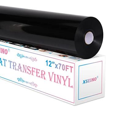 Imagem de XSEINO Rolo de vinil de transferência de calor, rolo de vinil HTV preto de 30,5 cm x 1,8 m com teflon para camisas, rolo de vinil para Cricut e Camafeu, fácil de cortar e remover ervas daninhas para