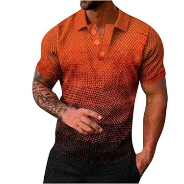 Imagem de Camisetas masculinas de gola alta para homens manga curta simples verão outono 2024 na moda Y2K, W-597 Laranja queimado, G