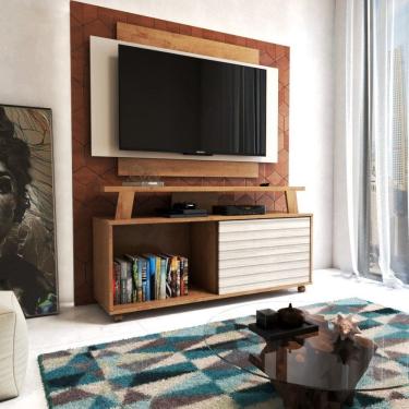 Imagem de Rack com Painel para TV Até 50 Polegadas Orlando 1 Porta de Correr Canelato 3d - Panorama Móveis