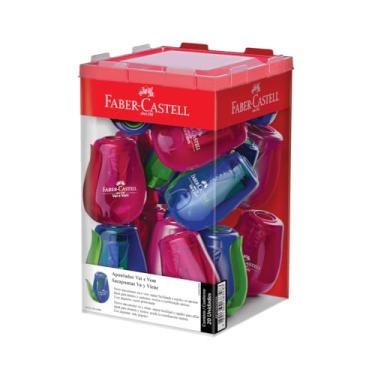 Imagem de Apontador com Depósito, Vai e Vem, Faber-Castell, Pote, Cores Sortidas, Display com 20 Unidades