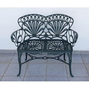 Imagem de Banco Para Jardim Namoradeira Primavera 2 Lugares Verde Fosco em Alumínio Fundido Unifer Móveis