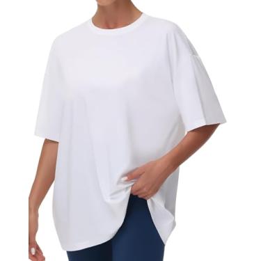 Imagem de THE GYM PEOPLE Camisetas femininas casuais de verão com gola redonda e manga curta para treino básico, Branco, XXG