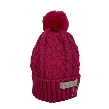 Imagem de Gorro de Tricô Para Meninas Com Pompom Rosa Forte-Feminino