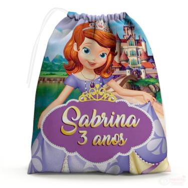 Imagem de Sacolinhas Surpresa Personalizada Tecido Princesa Sofia (Sacolinhas 15x20, Unidades, 30)