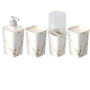 Imagem de Kit Banheiro 4 Peças Plasútil: Organização Acessórios Banheiro Higiene Branco Vanildo Moderno