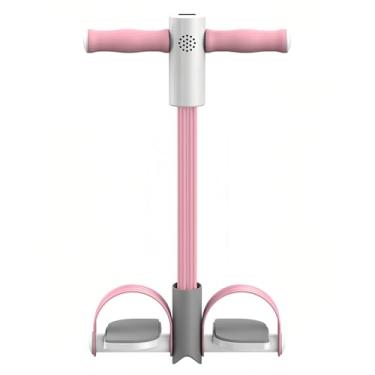 Imagem de Adorila Corda de tensão multifunções, corda de resistência ao extrator de pedal elástico de 6 tubos, faixa de resistência do pedal para abdômen, cintura, braço, alongamento das pernas (rosa)