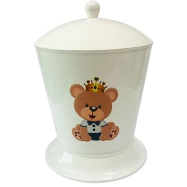 Imagem de Lixeira Infantil Branca Ursinho Príncipe Menino para Quarto