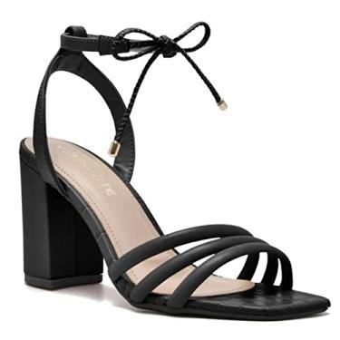 Imagem de Sandália Casual Feminina Salto Grosso Amarração Em Tiras Curtas Via Marte 22-12702