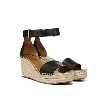 Imagem de Franco Sarto Sandália feminina Clemens Espadrille Wedge, Couro preto liso, 41